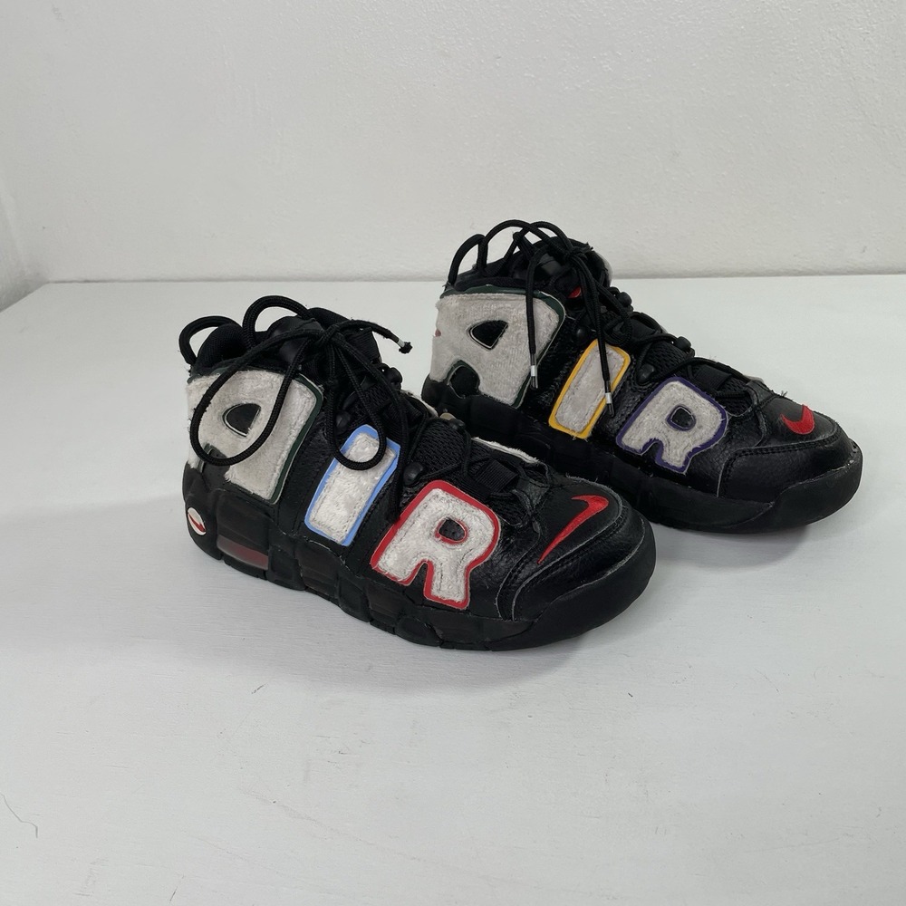 Nike Air GS More Uptempo Fleece Youth Size 6.5 DQ7780-001 Black White Red